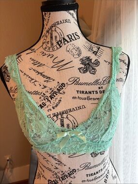 Mint Lace Bralette with Bow - Unbranded